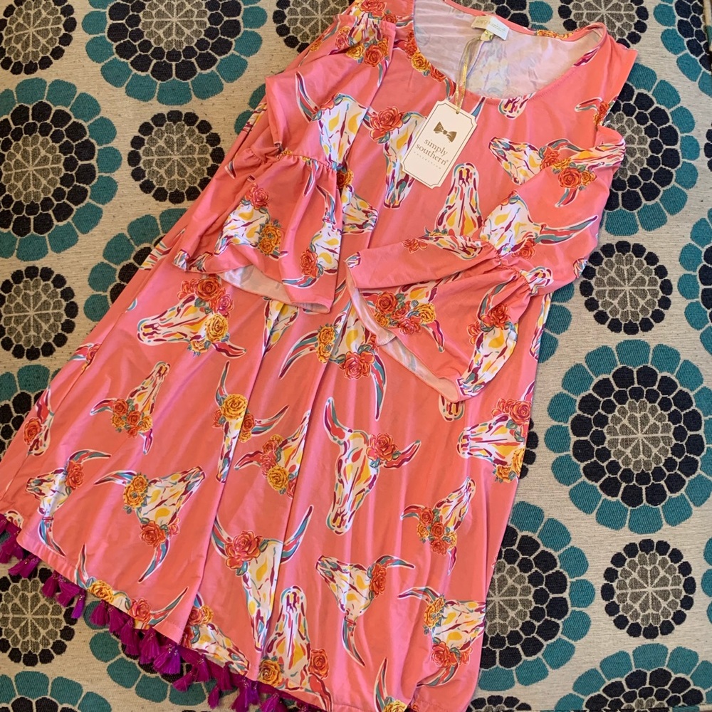 NWT Simply Southern WILD print cold-shoulder dress